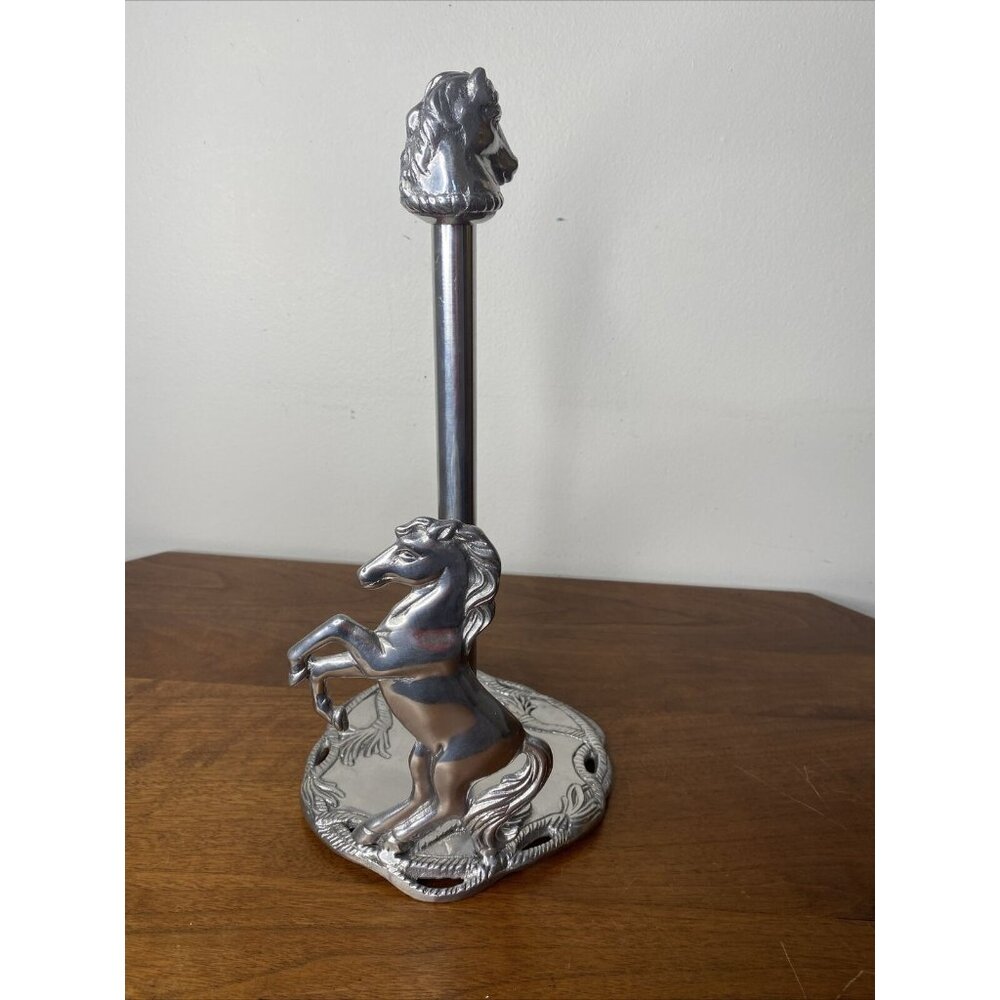 Arthur Court Stallion Horse Paper Towel Holder Aluminum Equestrian Free Standing